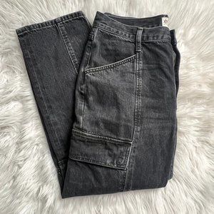 Ethically-Made Faded Black Cargo Jeans from Etica Denim; Size 29